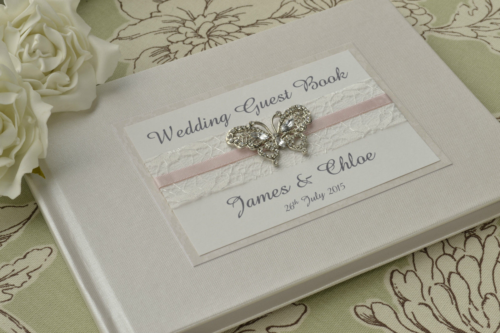 Photo Wedding Guest Book
 Personalised Wedding Guest Book – Lace Ribbon & Luxury