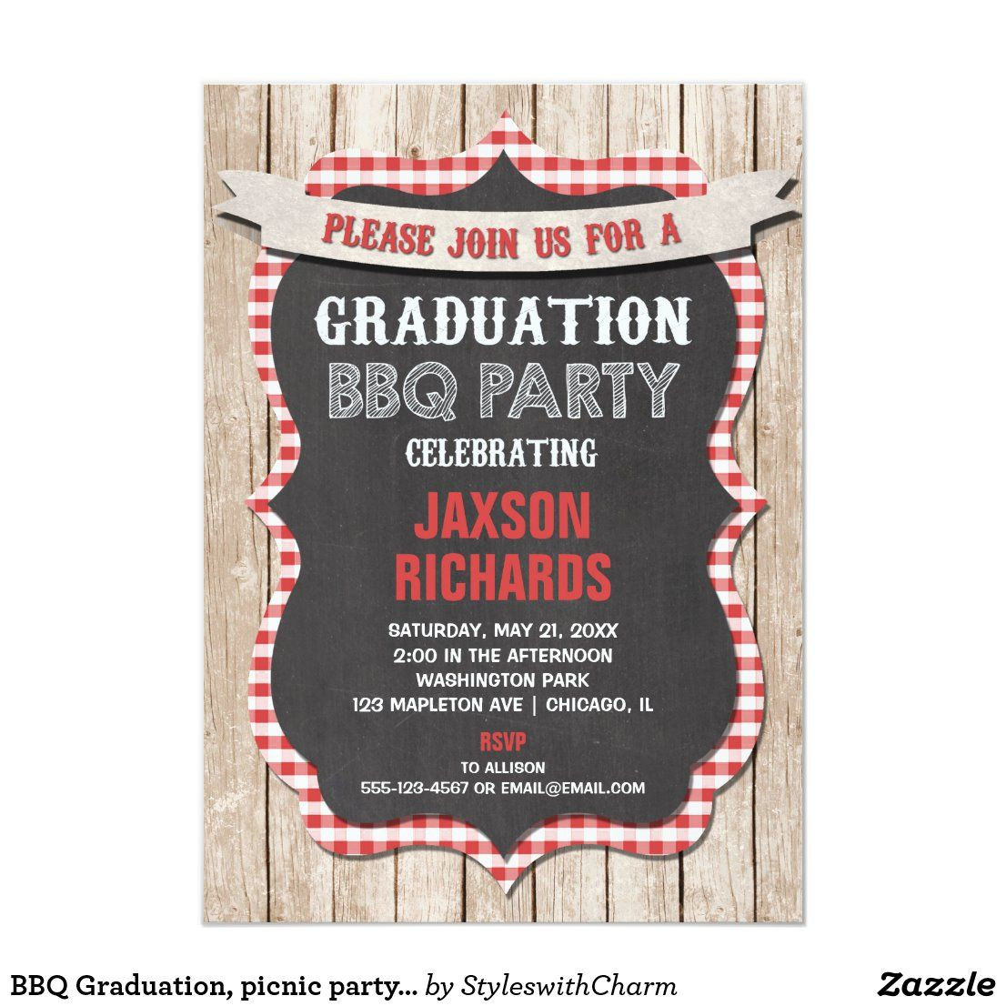 Picnic Graduation Party Ideas
 BBQ Graduation picnic party graduation Invitation