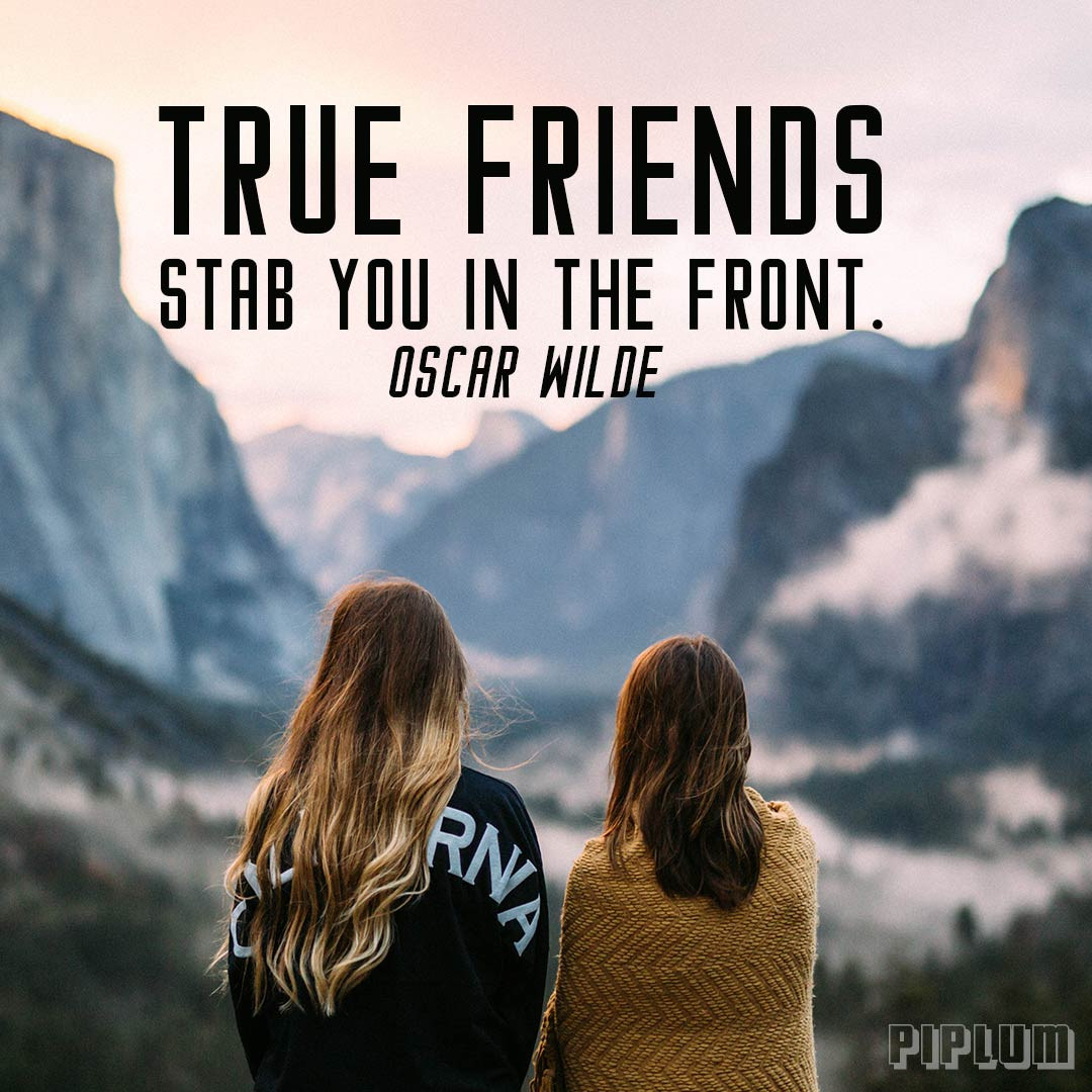 Pictures Quotes About Friendship
 True friends stab you in the front Oscar Wilde