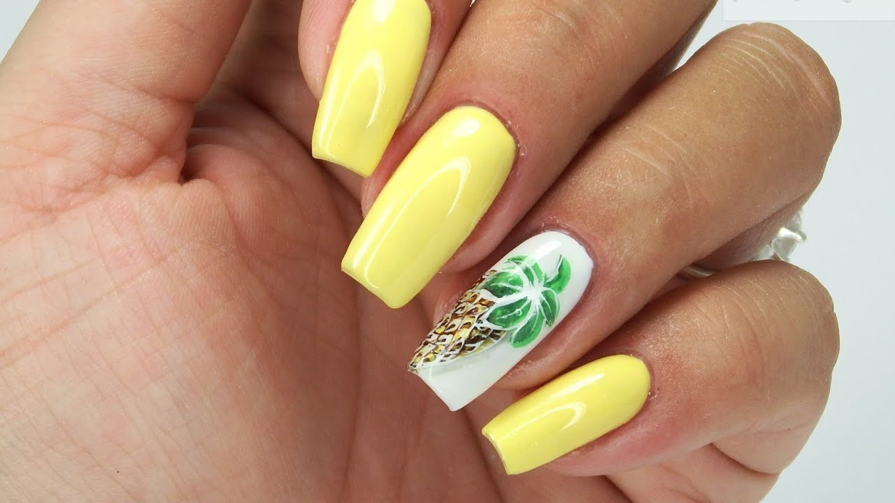 Pineapple Nail Art
 Easy Pineapple nails art Tutorial Bluesky yellownails