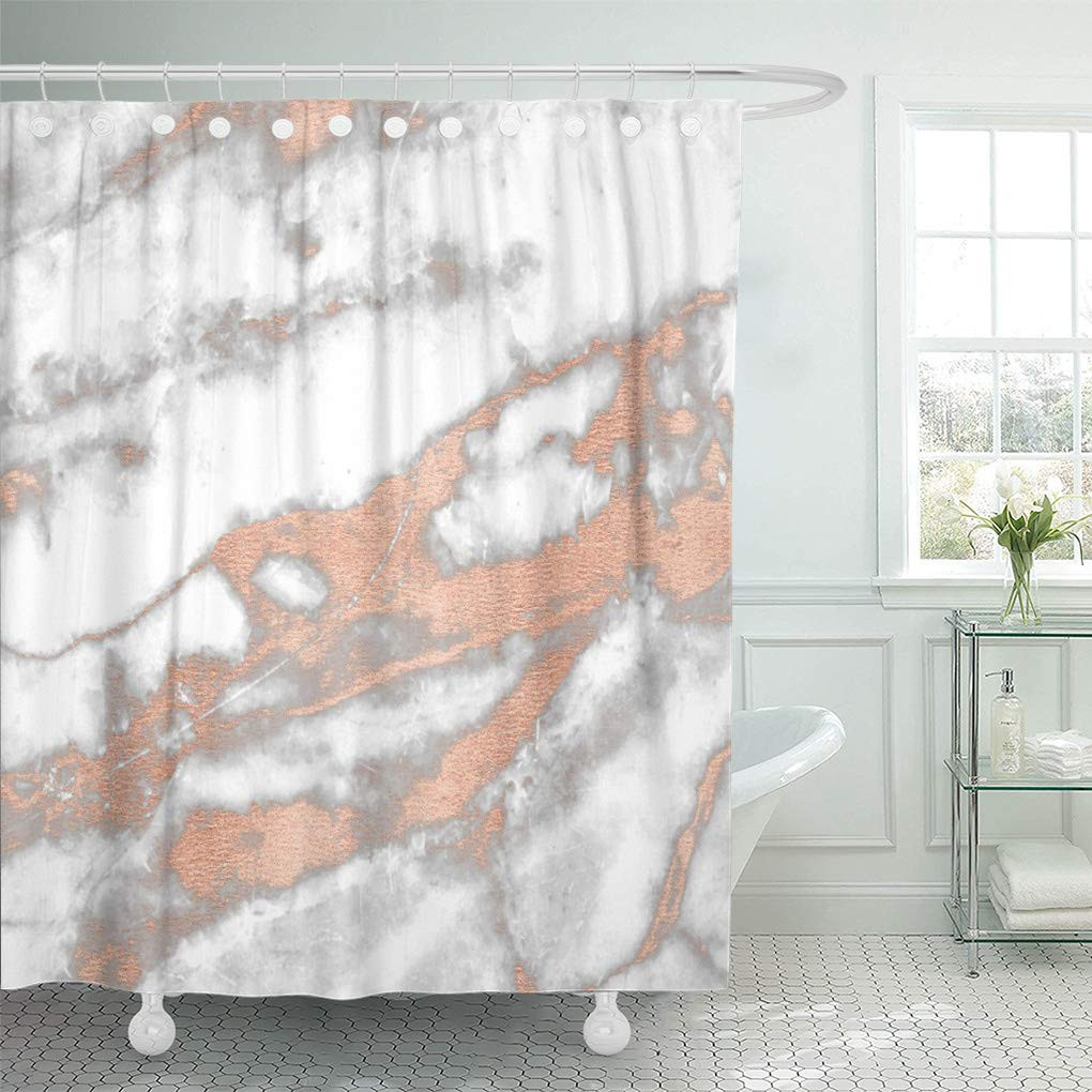 Pink And Gold Bathroom Decor
 CYNLON Glam Rose Pink Gold Marble Gray Copper Sparkly