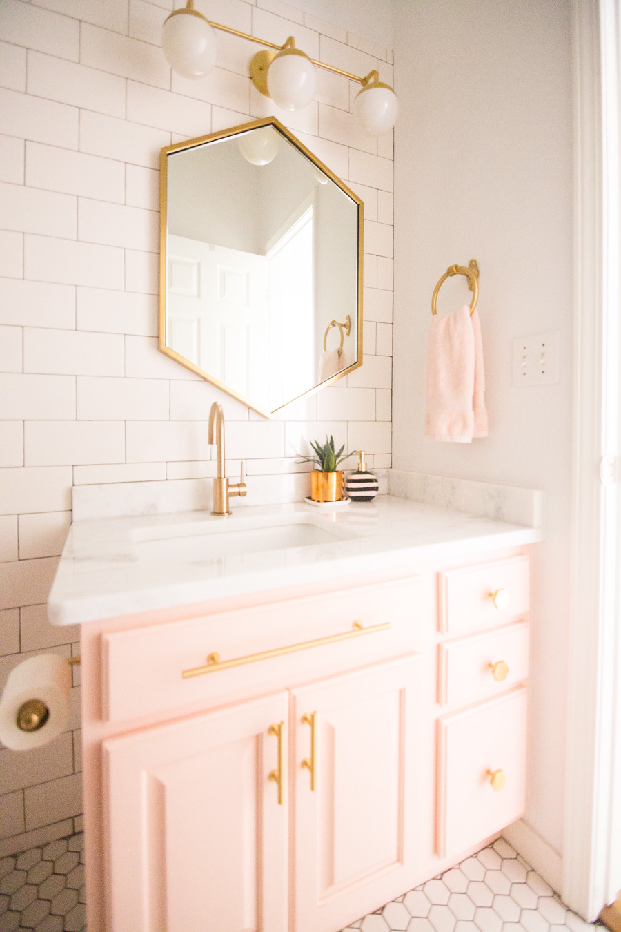 Pink And Gold Bathroom Decor
 Modern Glam Blush Girls Bathroom Design