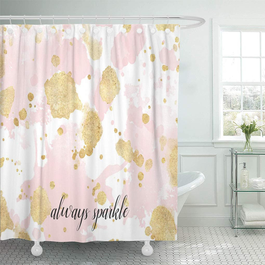Pink And Gold Bathroom Decor
 CYNLON Always Blush Pink Gold Splatters Sparkle Glam Girly