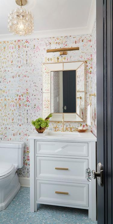 Pink And Gold Bathroom Decor
 Pink and Gold Girl Bathroom Design Contemporary Bathroom
