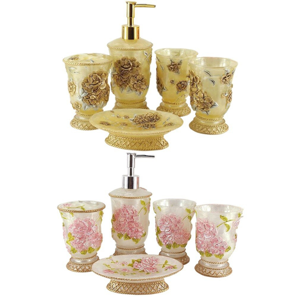 Pink And Gold Bathroom Decor
 Aliexpress Buy Elegant Floral Bathroom Set Pink Gold