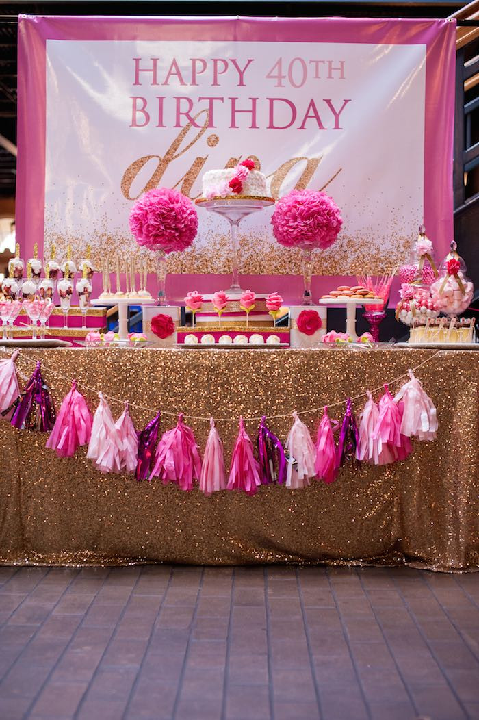 Pink And Gold Birthday Party Supplies
 Kara s Party Ideas Glamorous Pink Gold 40th Birthday Party