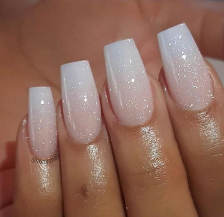 Pink And White Glitter Nails
 pink and white ombre glitter beautifulacrylicnails