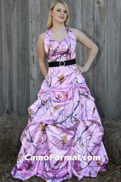 Pink Camo Wedding Dress
 New Arrival Pink Camo Wedding Dresses With Belt Picked Up