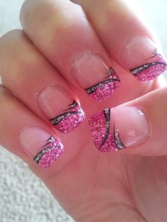 Pink Nails With Glitter Tips
 50 Most Beautiful Glitter French Tip Nail Art Design Ideas