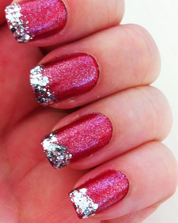 Pink Nails With Glitter Tips
 60 Most Beautiful Glitter Nail Art Ideas