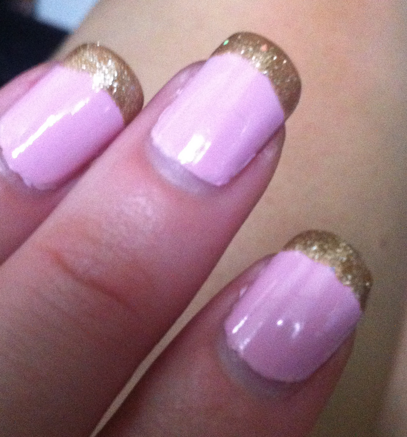 Pink Nails With Glitter Tips
 Nenta s Frivolity Baby Pink Nails with Gold Glitter Tips