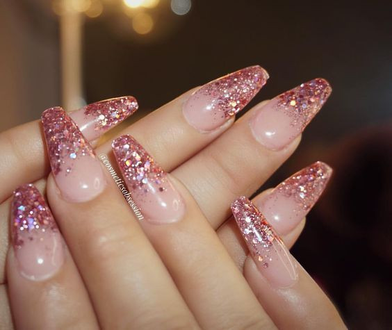 Pink Nails With Glitter Tips
 Pink Glitter Tip Nails s and for