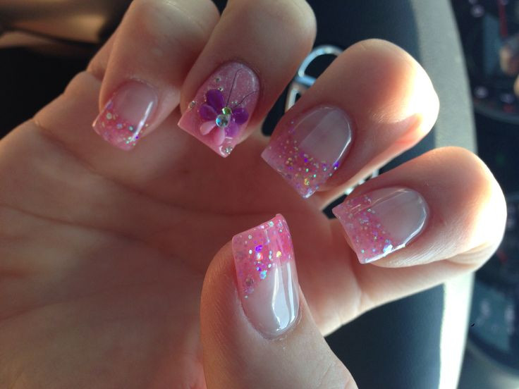 Pink Nails With Glitter Tips
 40 Most Amazing Glitter French Tip Nail Art Design Idea