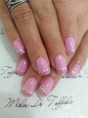 Pink Nails With Glitter Tips
 9 Best Pink Nail Art Designs