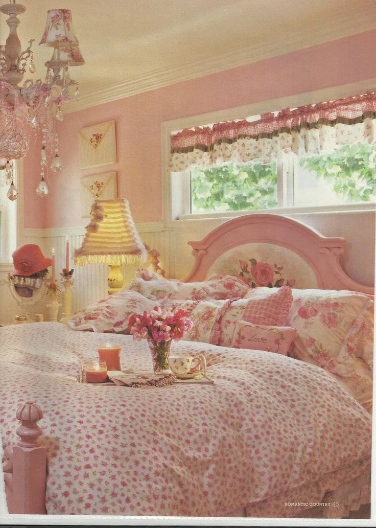 Pink Shabby Chic Bedroom
 3580 best Pink and Green Home Decor images on Pinterest
