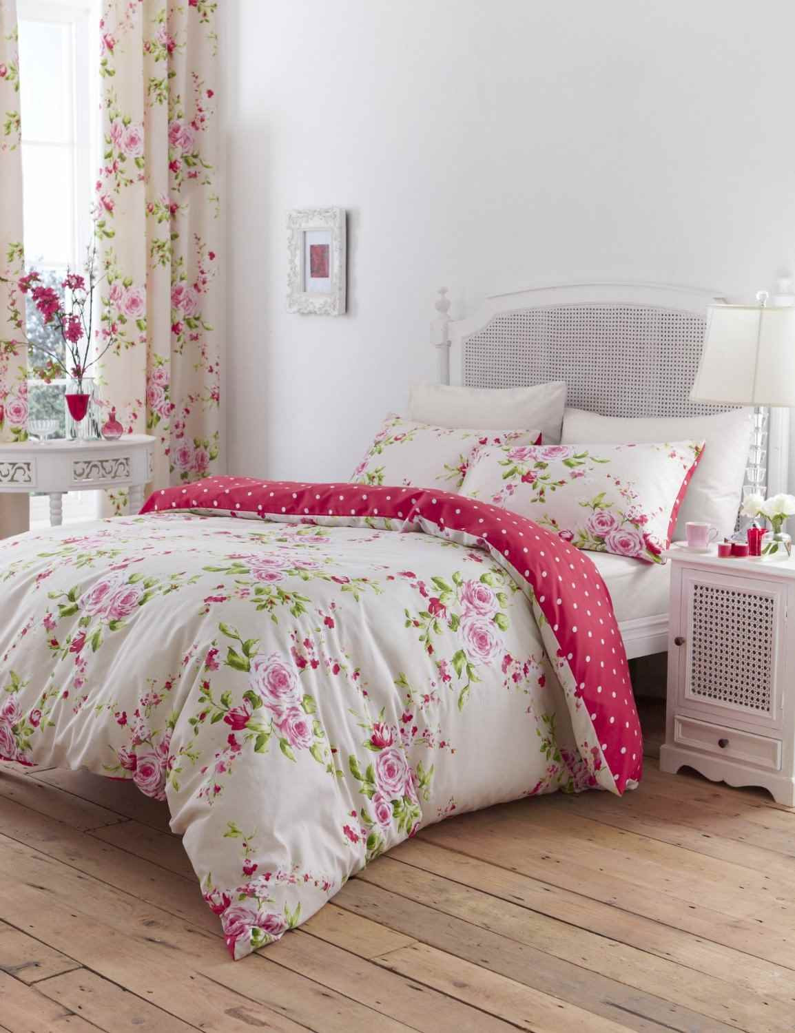 Pink Shabby Chic Bedroom
 Shabby chic pink and cream floral bedding set The Shabby