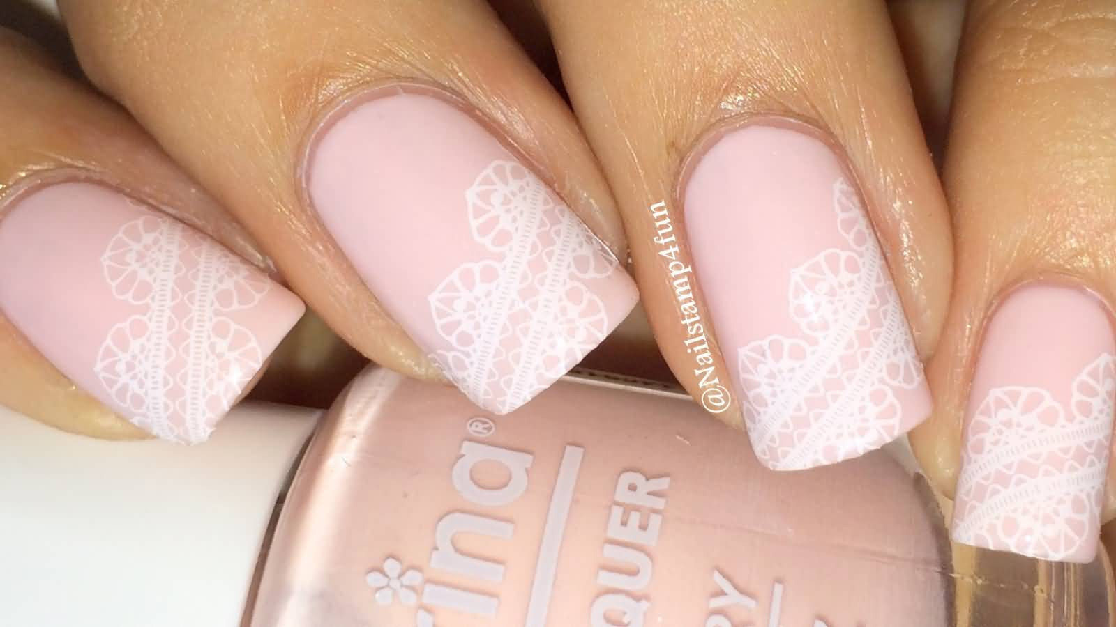 Pink Wedding Nails
 35 Most Beautiful Wedding Lace Nail Art Designs