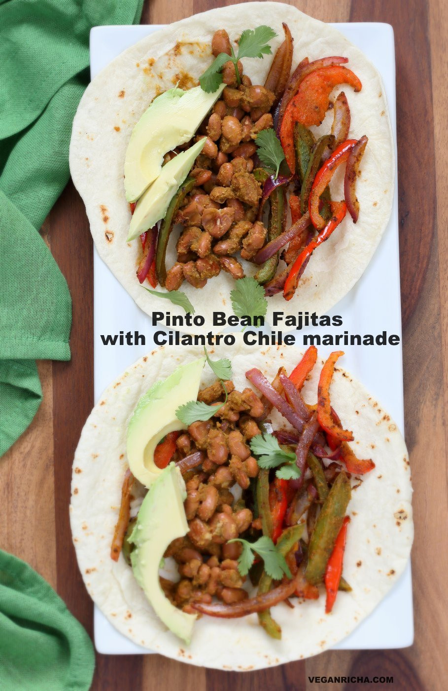 Pinto Beans Vegetarian Recipes
 Pinto Bean Fajita Tacos with Cilantro Chile Lime Marinade