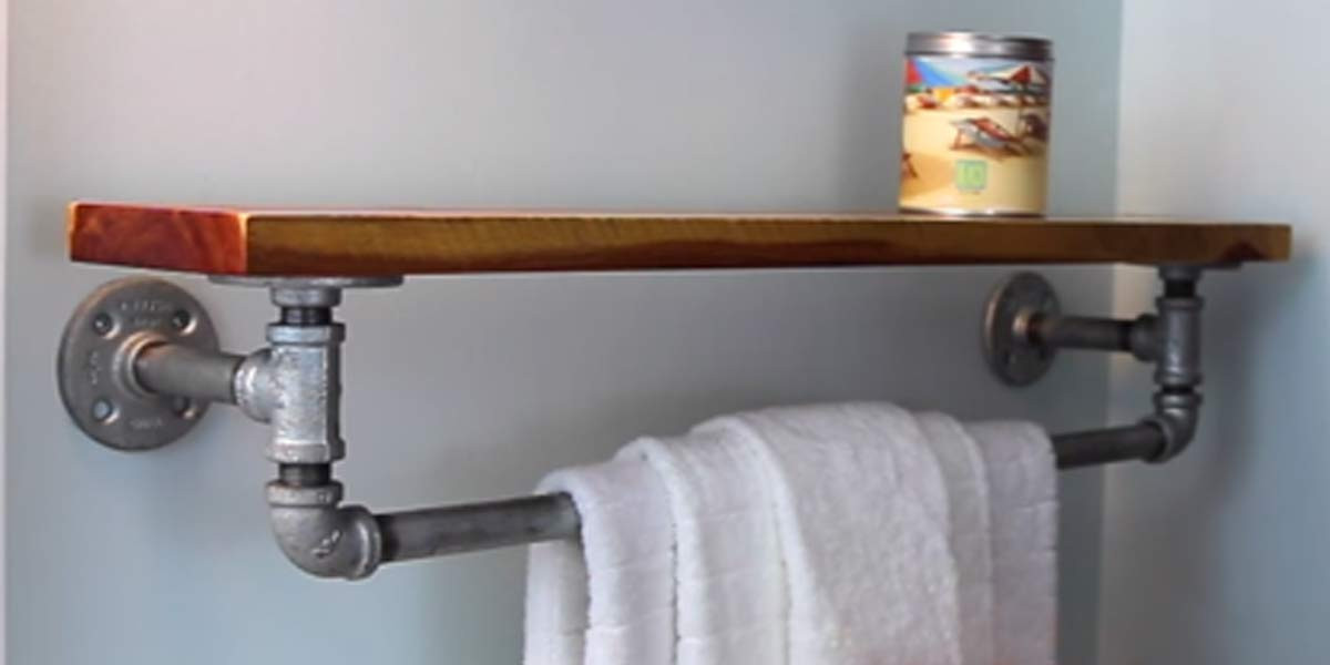 Pipe Towel Rack DIY
 Fabulously Unique DIY Rustic Iron Towel Rack and Shelf