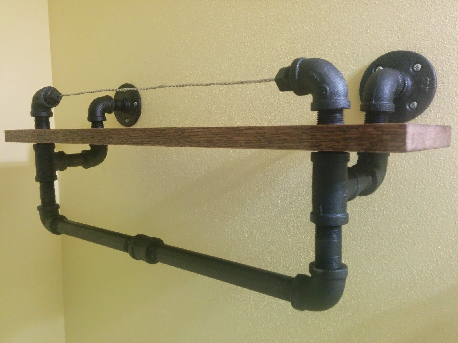 Pipe Towel Rack DIY
 DIY Industrial Towel Rack With Oak Shelf