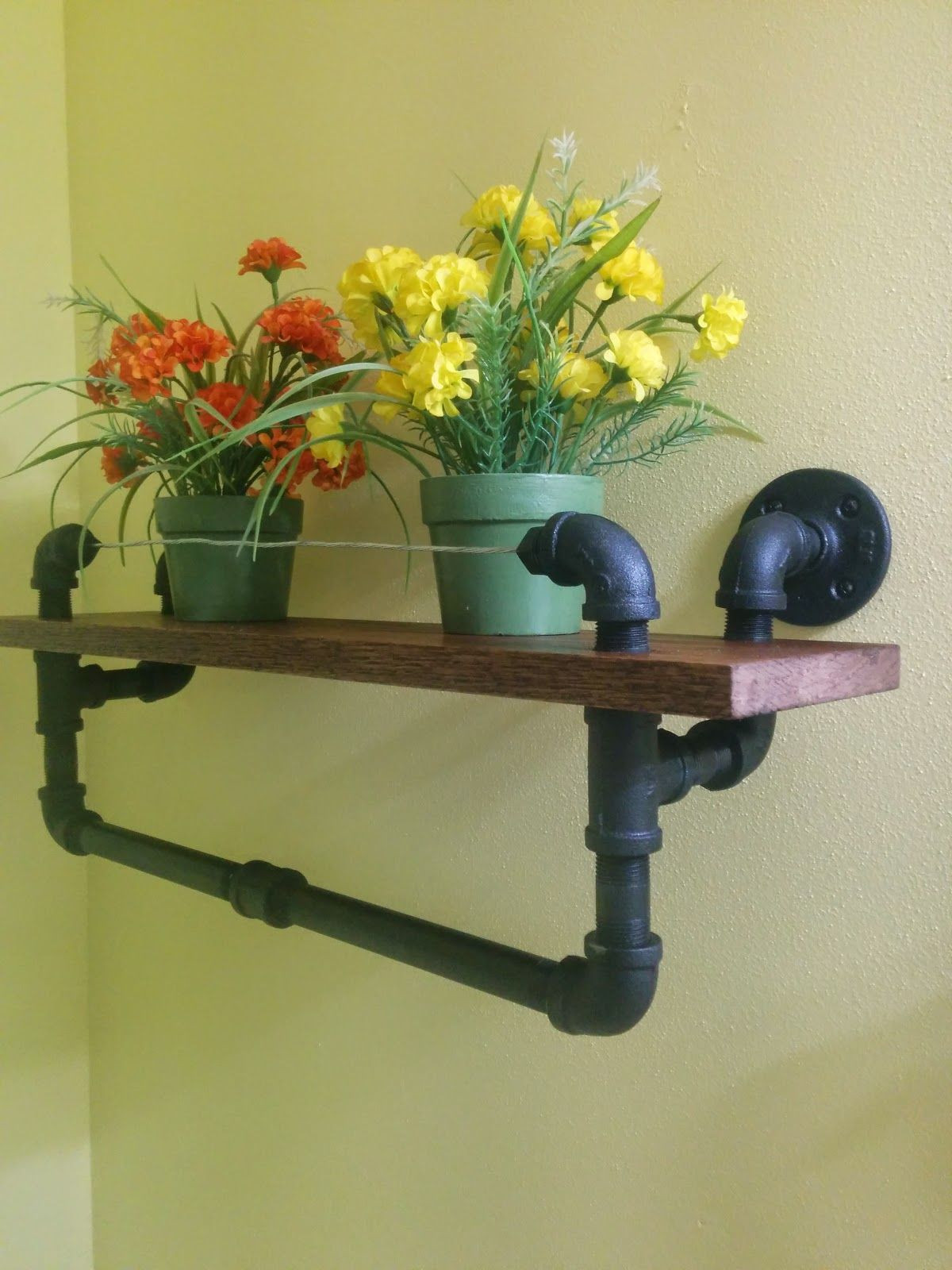 Pipe Towel Rack DIY
 DIY Industrial Towel Rack With Oak Shelf