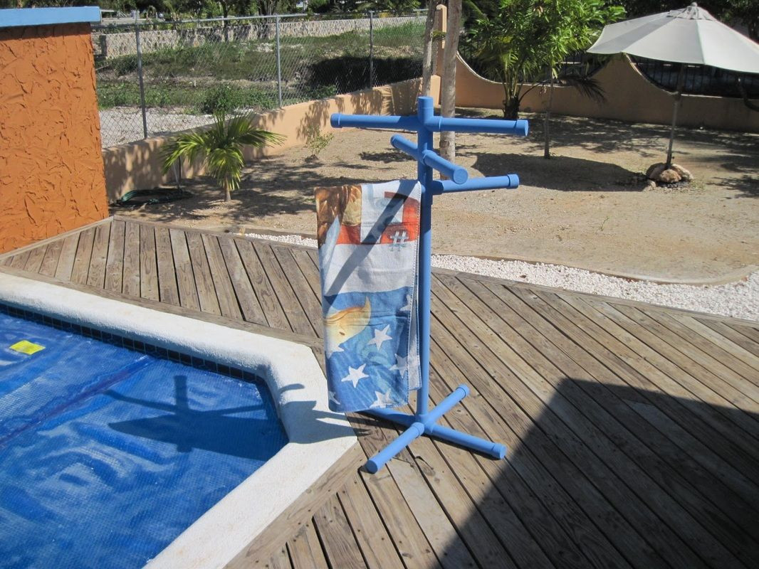 Pipe Towel Rack DIY
 DIY Towel Rack made using PVC pipe from "Organized Pool