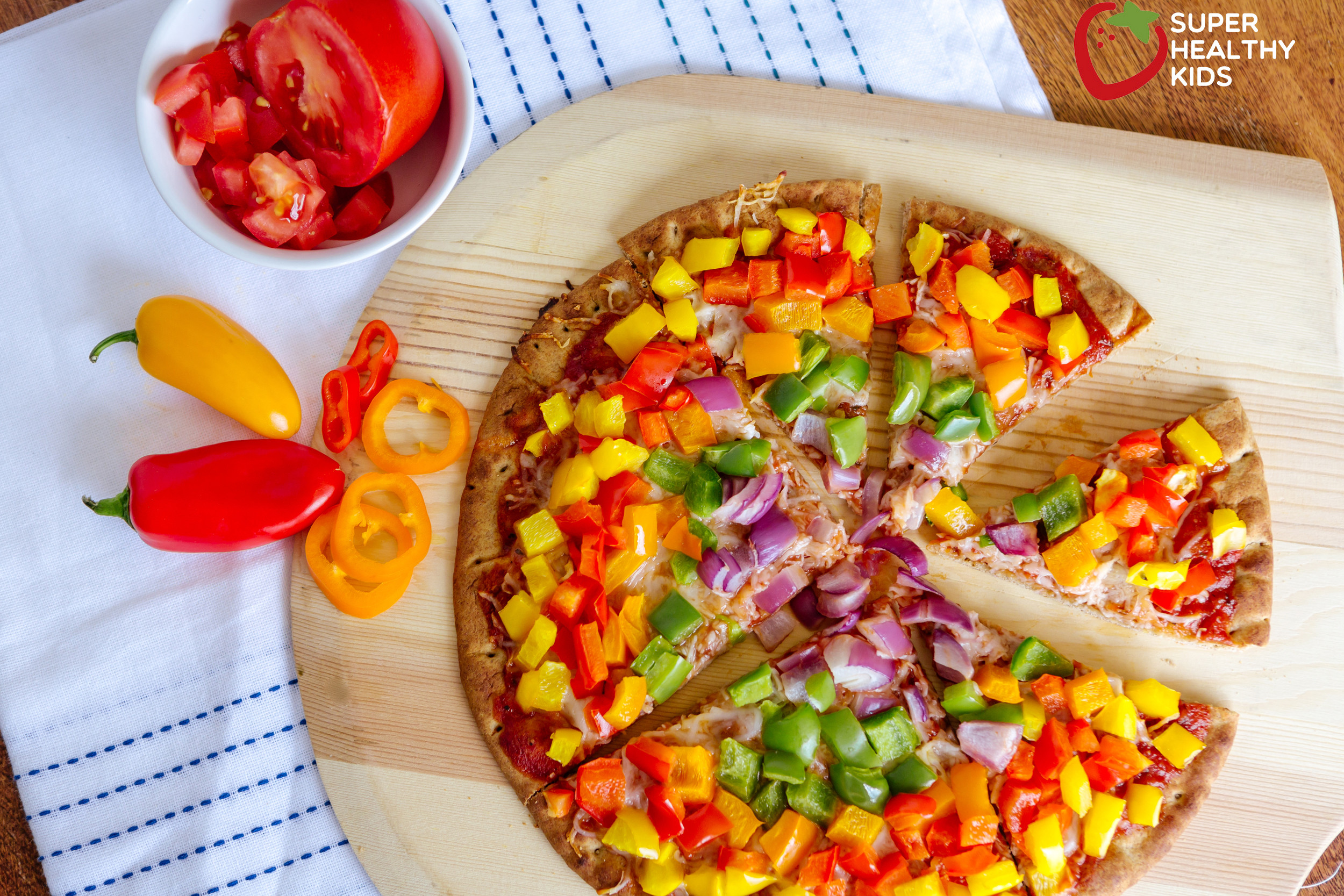 Pizza Recipes For Kids
 Rainbow Pepper Pizza Recipe