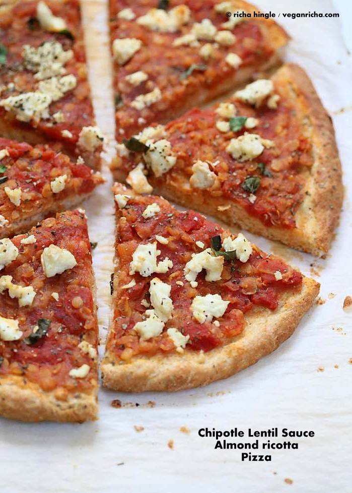 Pizza Without Sauce
 Pizza with Chipotle Red lentil Tomato Sauce Basil and