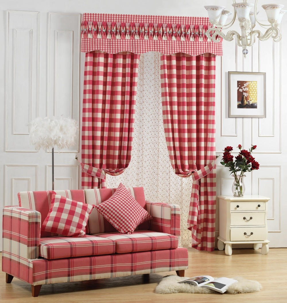 Plaid Curtains For Living Room
 Red Plaid Blackout Curtains For Living Room Balcony