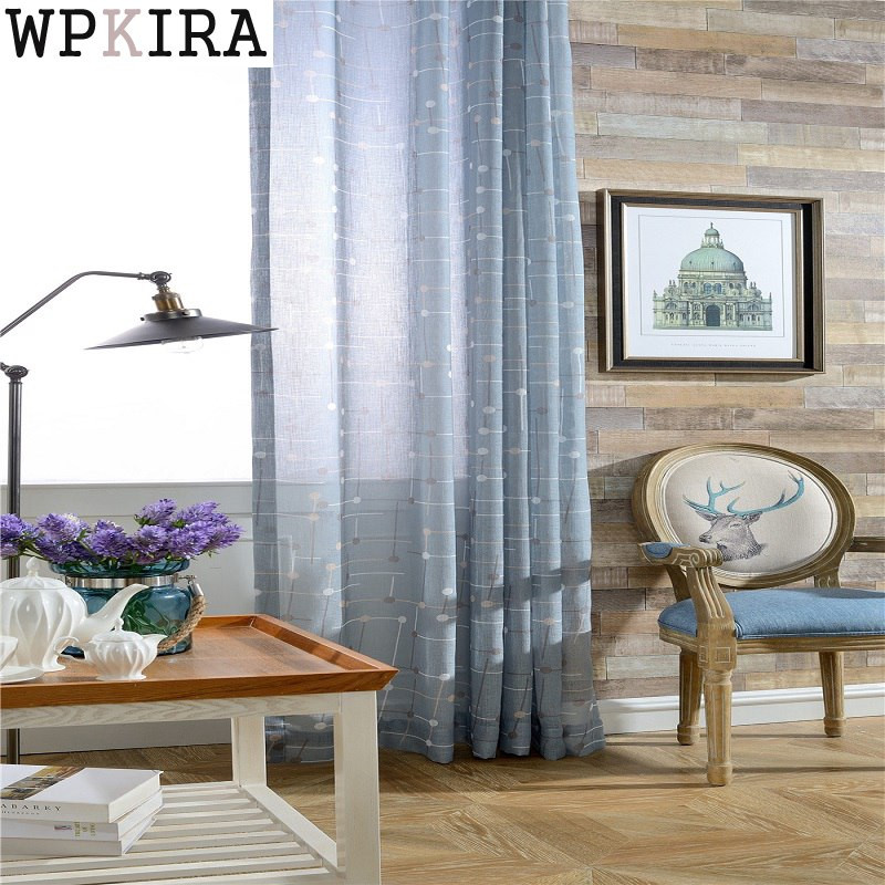 Plaid Curtains For Living Room
 Modern Blue Plaid Tulle Curtains For Living Room Bedroom