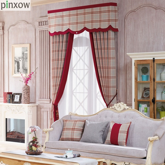 Plaid Curtains For Living Room
 Red Plaid Curtain For Bedroom Luxury Chenille Thick Window