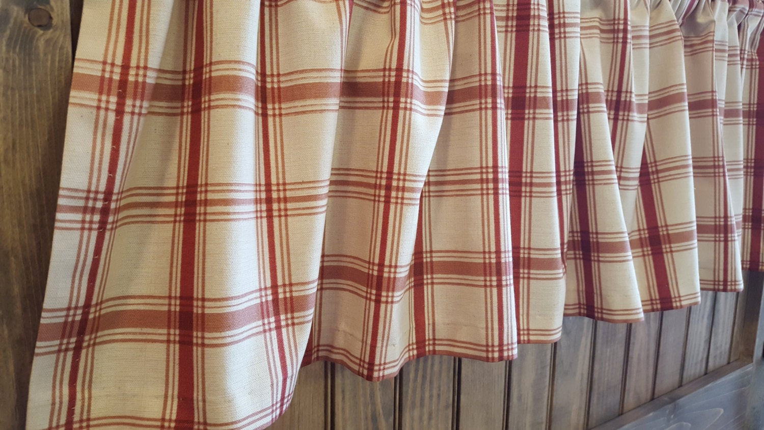 Plaid Kitchen Curtains
 Crimson Red Plaid Kitchen Cafe Curtains for Country Farmhouse