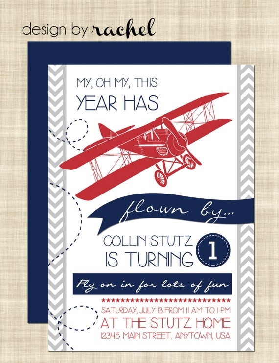 Planes Birthday Invitations
 Airplane Birthday Invitation Time Has Flown By by