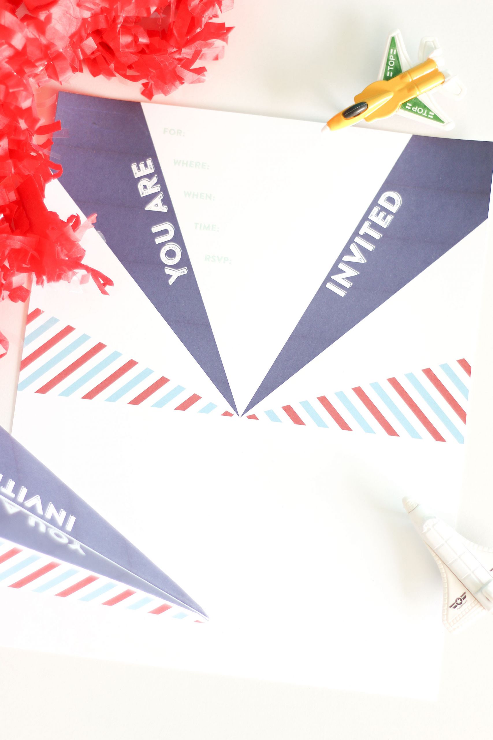 Planes Birthday Invitations
 DIY Paper Airplane Party Invitation