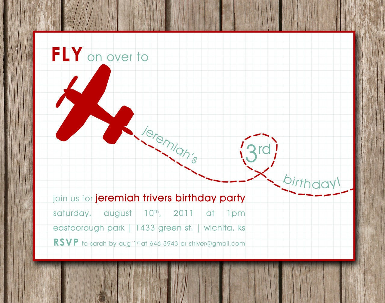 Planes Birthday Invitations
 PRINTED Airplane Birthday Party Invitation perfect for an