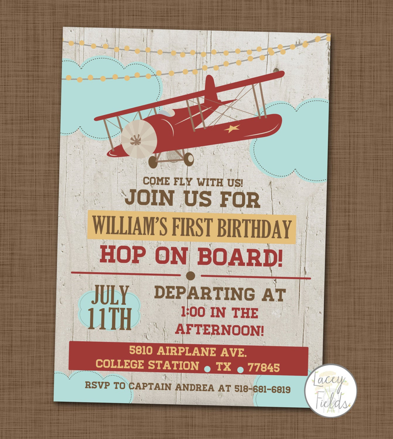 Planes Birthday Invitations
 Airplane birthday party invitation First birthday by
