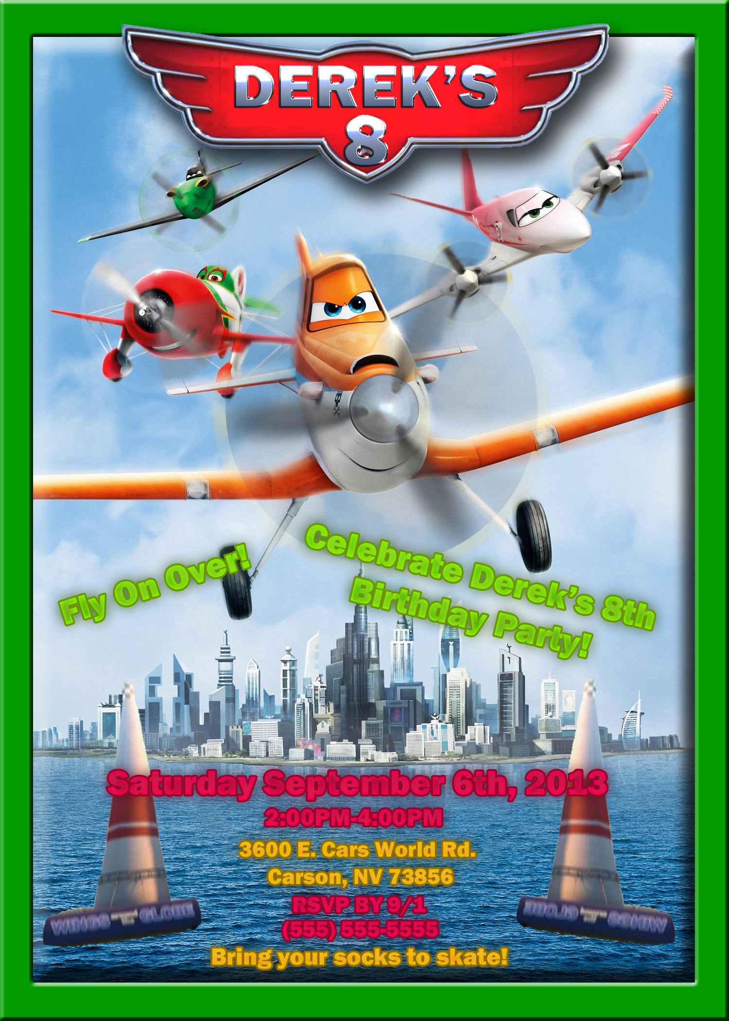 Planes Birthday Invitations
 Planes Birthday Invitation Disney Pixar 2013 Movie