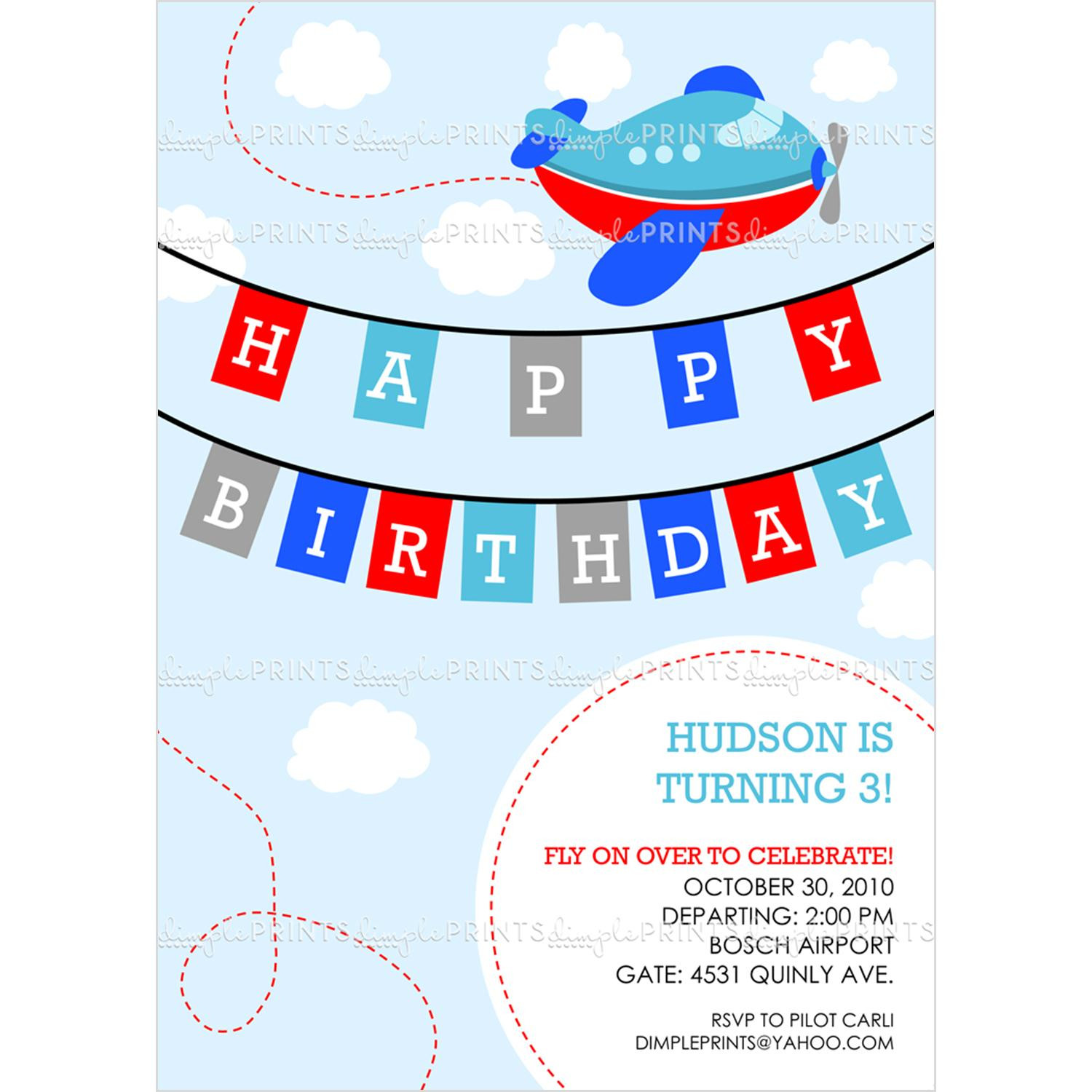 Planes Birthday Invitations
 Airplane Printable Birthday Invitation Dimple Prints Shop