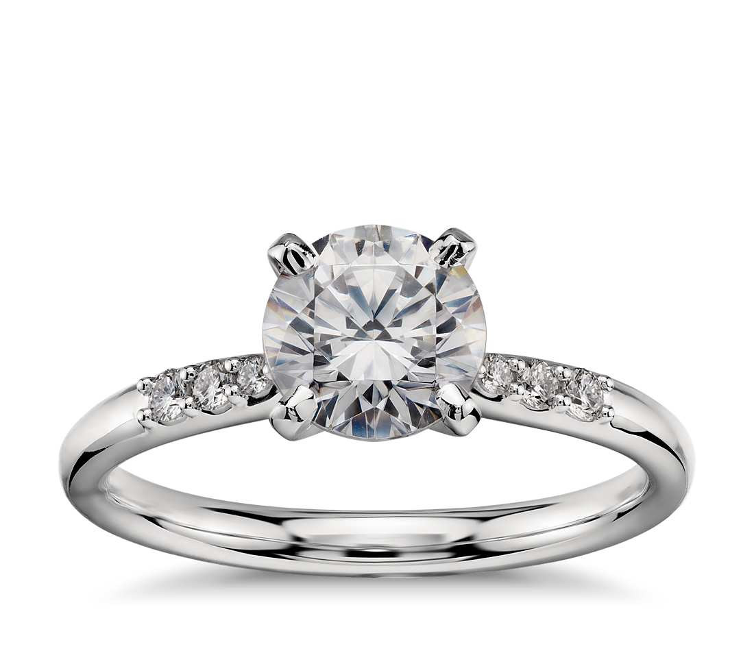 Platinum Diamond Engagement Ring
 1 Carat Preset Petite Diamond Engagement Ring in Platinum