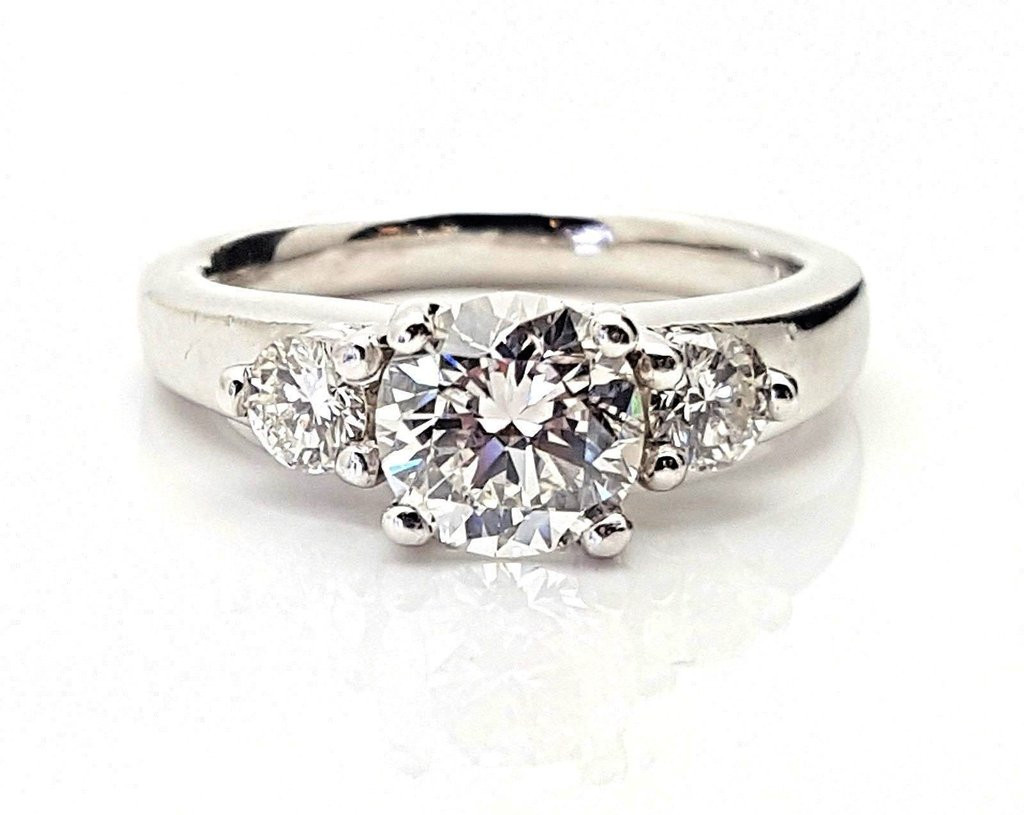 Platinum Diamond Engagement Ring
 Platinum 1 Carat Round Diamond Engagement Ring Diamond