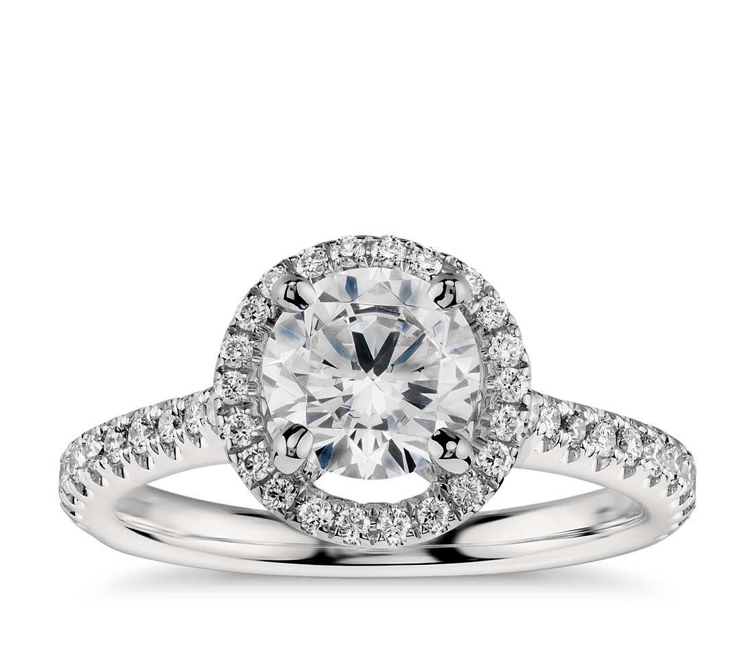 Platinum Diamond Engagement Ring
 Floating Halo Diamond Engagement Ring in Platinum 1 3 ct
