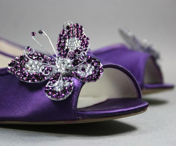 Plum Wedding Shoes
 Items similar to Wedding Shoes Plum Peep Toe Flats with