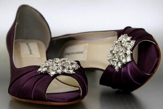 Plum Wedding Shoes
 Wedding Shoes Plum Peeptoe Wedding Shoes by DesignYourPedestal