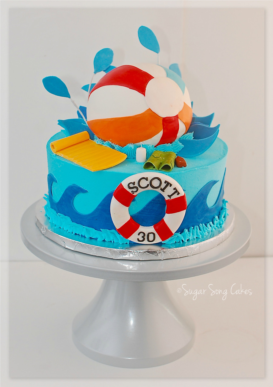 Pool Party Birthday Cakes
 Pool Party Beach Ball Cake CakeCentral