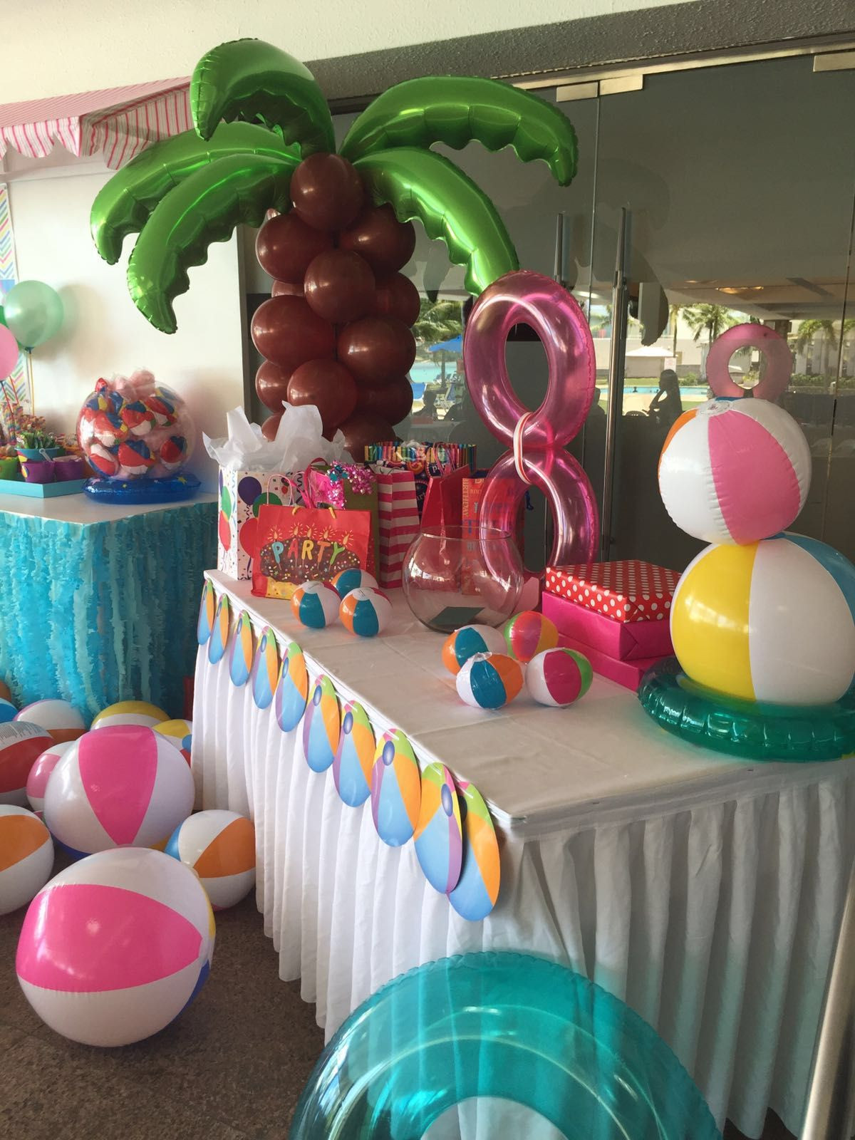 Pool Party Ideas For 2 Year Old
 Balloon coconut tree added to enhance the pool party theme
