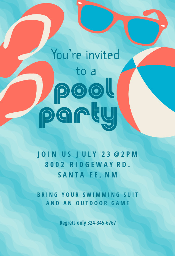 Pool Party Invitation Wording Ideas
 Pool Party Stuff Pool Party Invitation Template Free