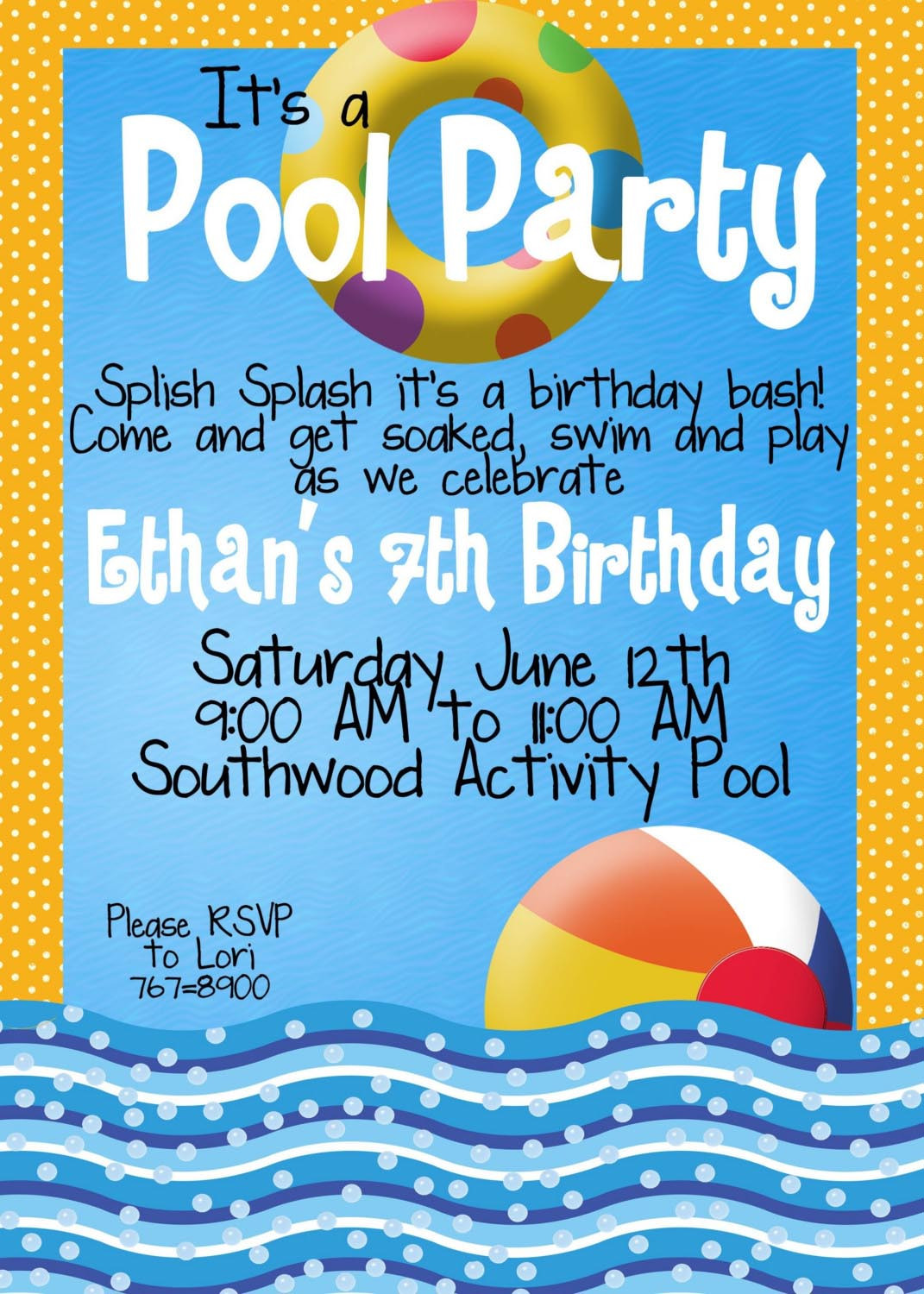 Pool Party Invitation Wording Ideas
 Kid Pool Party Invitation Wording