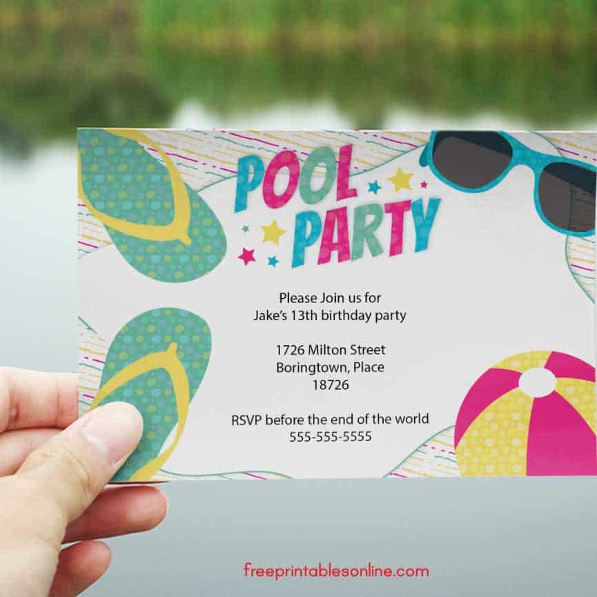 Pool Party Invitation Wording Ideas
 Free Printable Swimming Pool Party Invitations