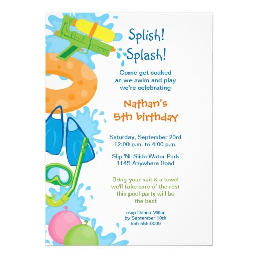 Pool Party Invitation Wording Ideas
 Printable Pool Party Birthday Invitation
