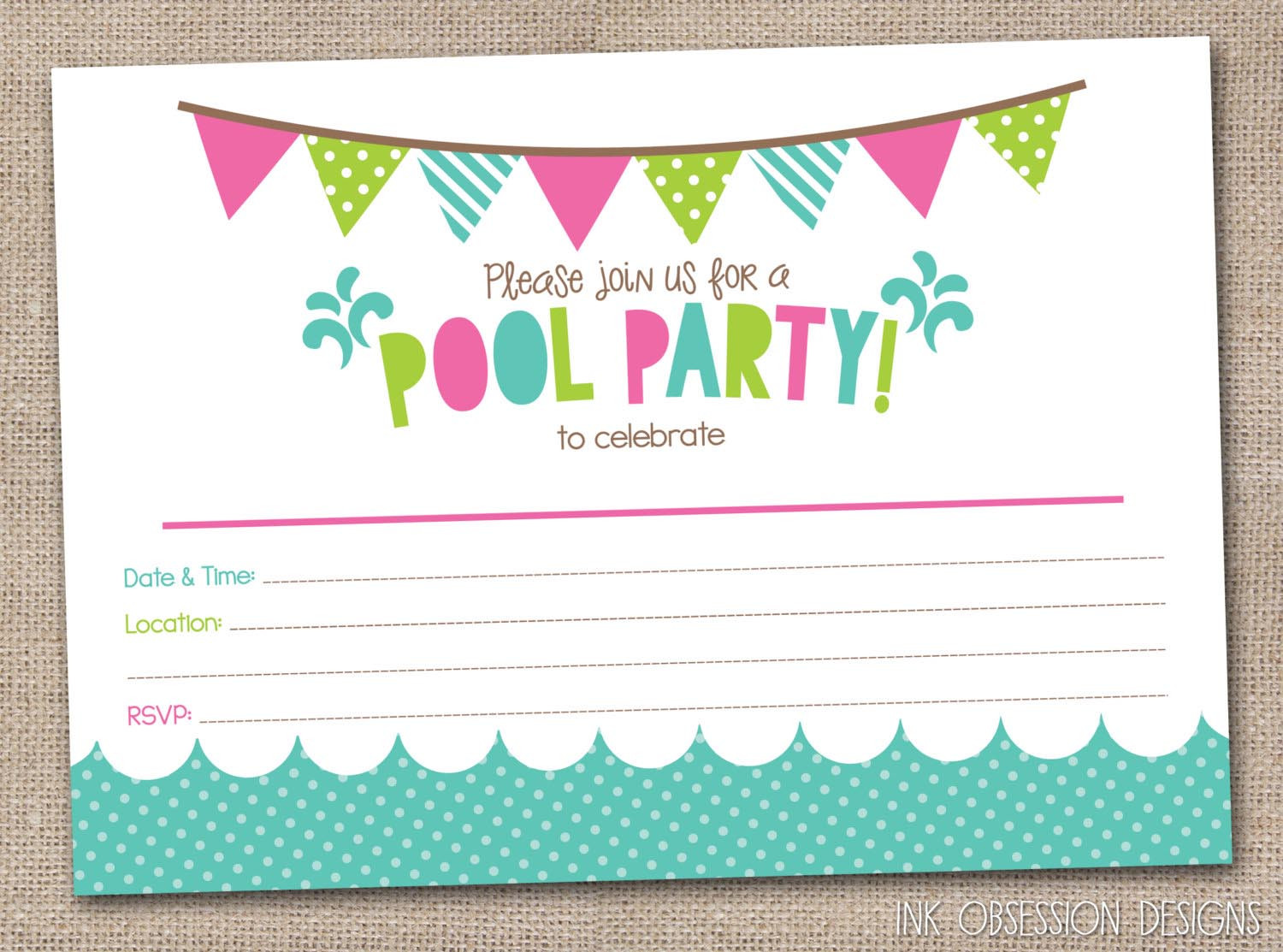 Pool Party Invitation Wording Ideas
 Free Printable Pool Party Birthday Invitations
